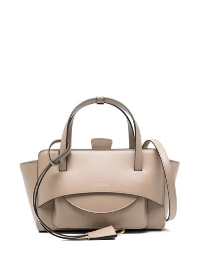 Hidesins Flap Small Leather Tote Bag In Gray