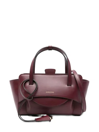 Hidesins Flap Small Leather Tote Bag In Red