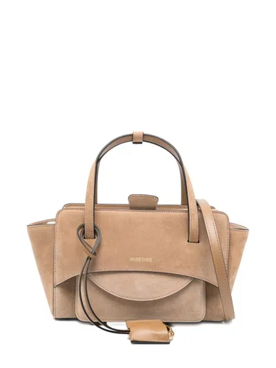 Hidesins Flap Small Leather Tote Bag In Sand