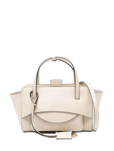 Hidesins Flap Small Leather Tote Bag In White