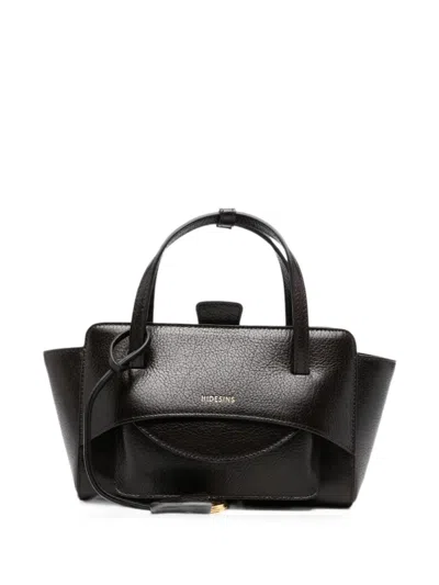 Hidesins Flap Small Leather Tote In Brown