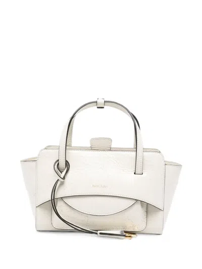 Hidesins Flap Small Leather Tote In White