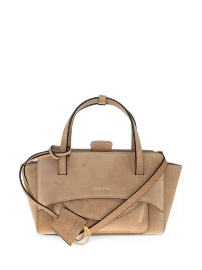 Hidesins Flap Small Suede Tote Bag In Brown