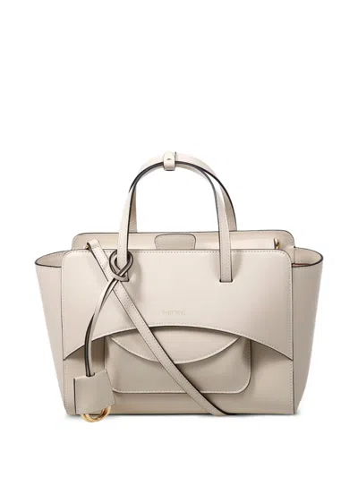 Hidesins Flap Medium Leather Tote In Neutral
