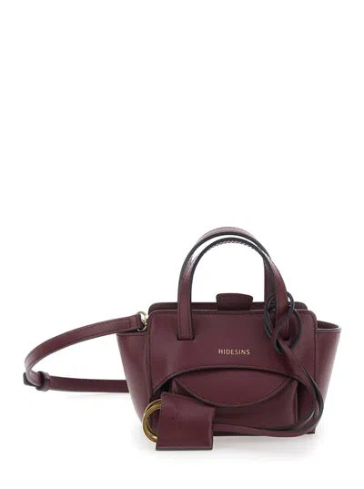 Hidesins 'flap Xs' Bordeaux Handbag With Adjustable And Removable Shoulder Strap And Logo Lettering On The Fr In Red