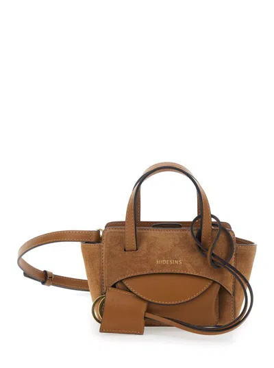 Hidesins 'flap Xs' Brown Handbag With Adjustable And Removable Shoulder Strap And Logo Lettering On The Front
