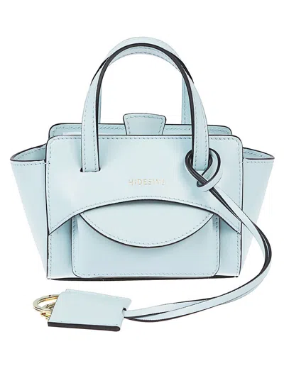 Hidesins Flap Xs Leather Tote Bag In Clear Blue