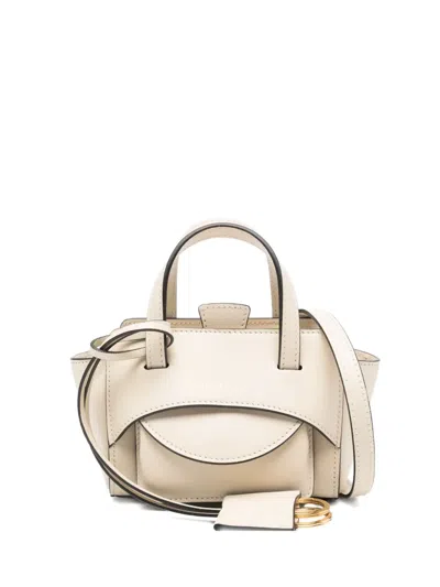 Hidesins Flap Xs Premiere Top Handle Leather Tote Bag In Neutral