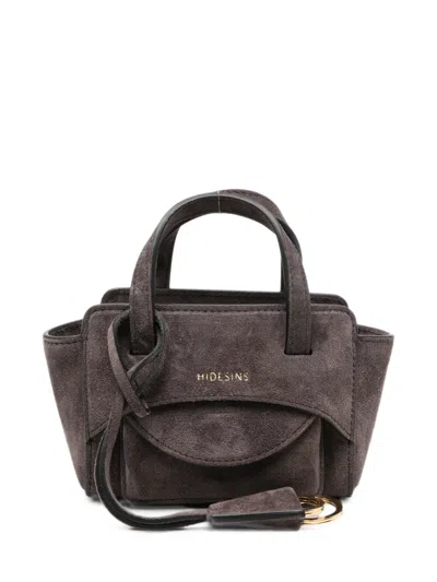 Hidesins Flap Xs Suede Logo-print Mini Bag In Burgundy