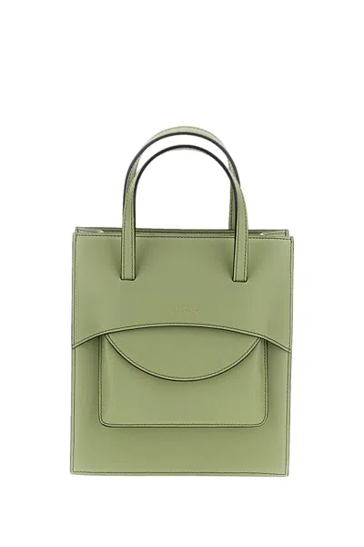 Hidesins Green Pocket M Leather Top Handle Bag