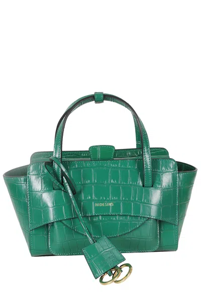 Hidesins Green Small Flap Double Handle Leather Handbag