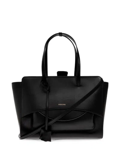 Hidesins L Flap Premiere Leather Tote Bag In Black