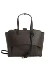 Hidesins Large Flap Leather Tote Bag In Brown