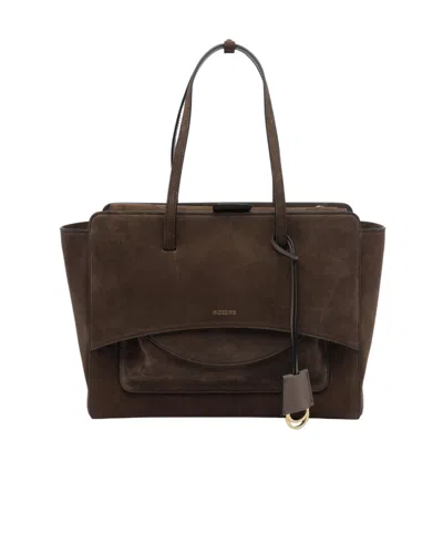 Hidesins Large Flap Suede Tote Bag In Brown