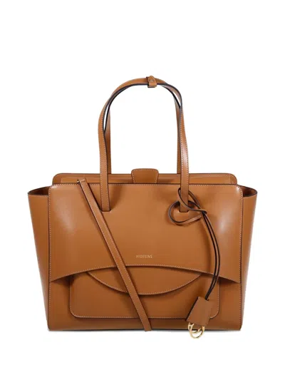 Hidesins Large Flap Tote Bag In Brown