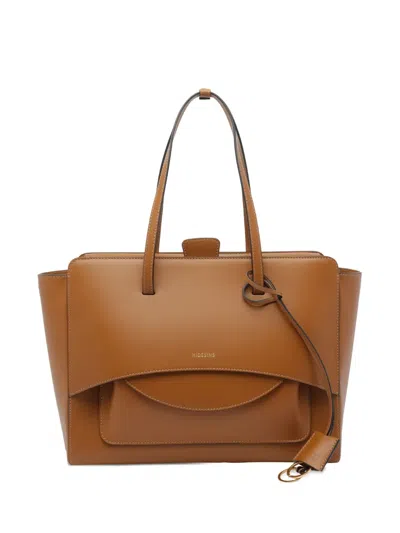 Hidesins Large Flap Tote Bag In Brown