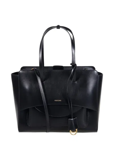 Hidesins Leather Tote Bag In Black
