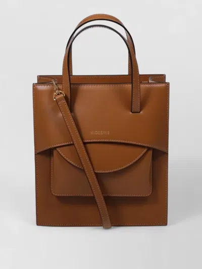 Hidesins Leather Tote Bag Detachable Strap Front Pocket