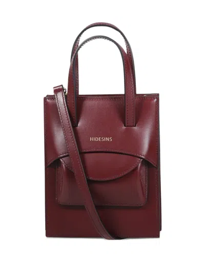 Hidesins Logo-stamp Leather Tote Bag In 红色