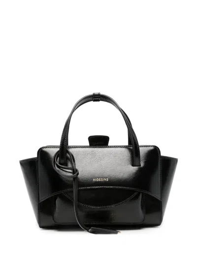 Hidesins Small Leather Shoulder Bag Flap Top Handle In Black