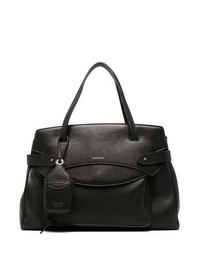 Hidesins Lullaby Medium Leather Tote In Black