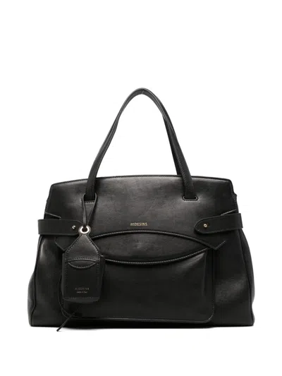 Hidesins Lullaby Medium Leather Tote In Black