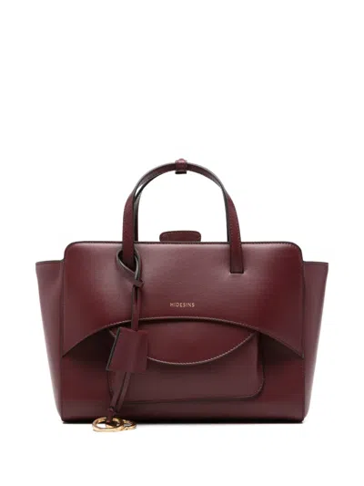 Hidesins Flap Medium Leather Tote In Burgundy