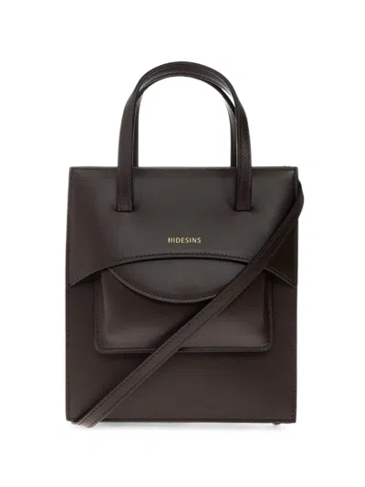 Hidesins M Pocket Leather Tote Bag In Brown