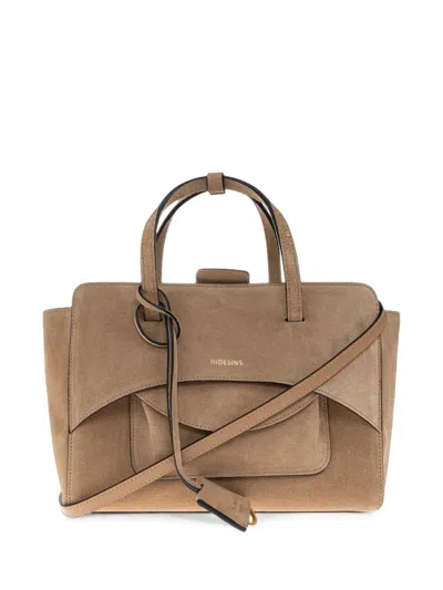 Hidesins Medium Flap Calf Suede Tote Bag In Pink