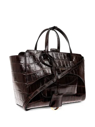 Hidesins Medium Flap Croc-effect Tote Bag In Brown