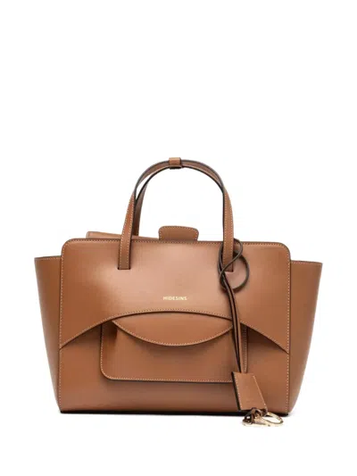 Hidesins Medium Flap Leather Tote Bag In Brown