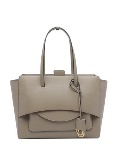 Hidesins Medium Flap Premiere Leather Tote Bag In Gray