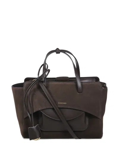 Hidesins Medium Flap Suede Tote Bag In Brown