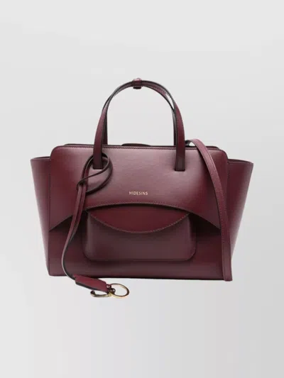 Hidesins Medium Leather Tote Detachable Shoulder Strap In Red