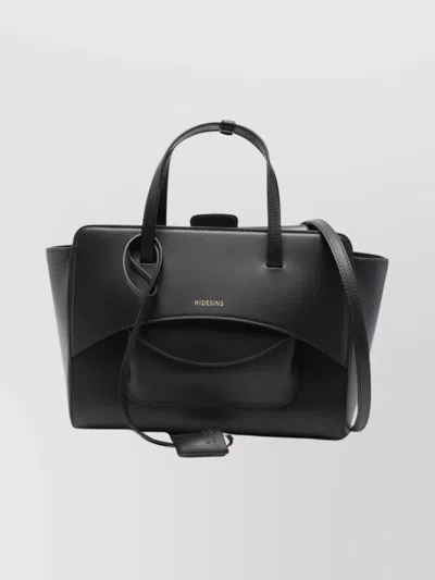Hidesins Medium Leather Tote Featuring Shoulder Strap In Black