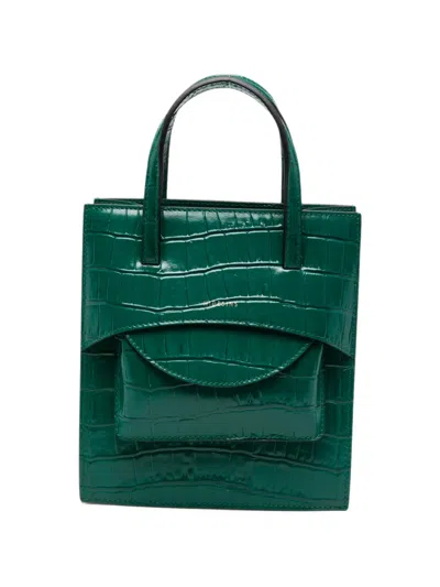 Hidesins Medium Pocket Cocco Crocodile-effect Tote Bag In Green
