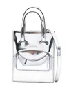 Hidesins Mini Flap Mirror Tote Bag In Silver