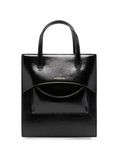 Hidesins Pocket Leather Handbag In Black
