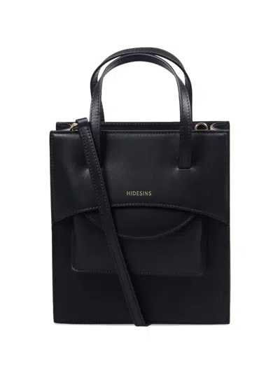 Hidesins Pocket Leather Handbag In Black
