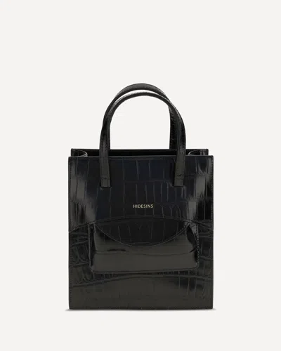 Hidesins Pocket Croc-effect Tote Bag In Black