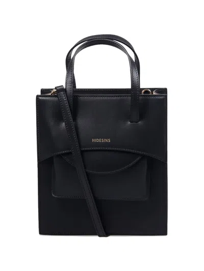 Hidesins Pocket Medium Leather Handbag In Black