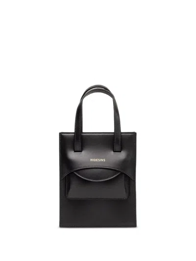 Hidesins Pocket Small Leather Handbag In Black
