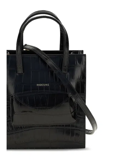 Hidesins Pocket Top Handle Bag In Black