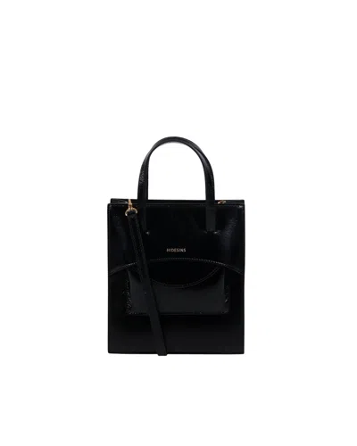 Hidesins Pocket Top Handle Bag In Black