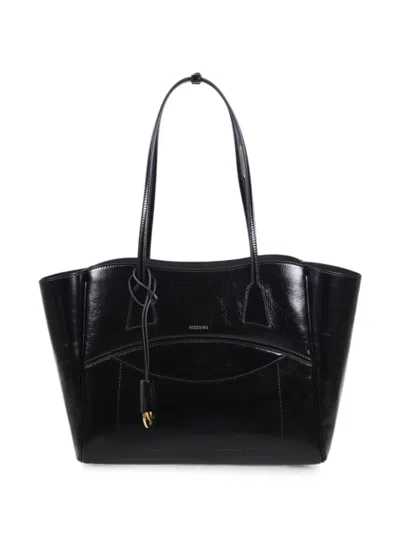 Hidesins Polished Leather Tote Bag In Black