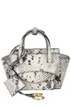Hidesins Python-print Flap Xs Double Handle Leather Handbag In Gray