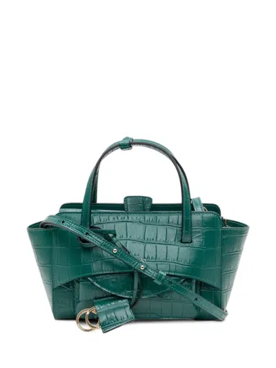 Hidesins S Flap Cocco Grass Croc-effect Leather Tote Bag In Green