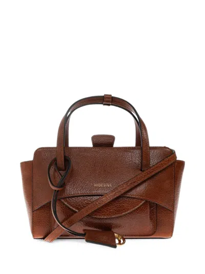 Hidesins S Flap Leather Tote Bag In Brown