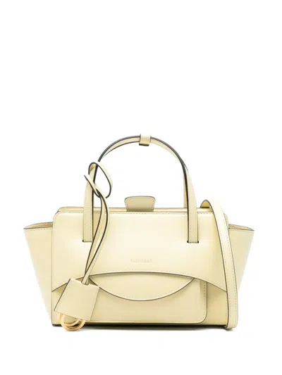 Hidesins S Flap Leather Tote Bag In Yellow