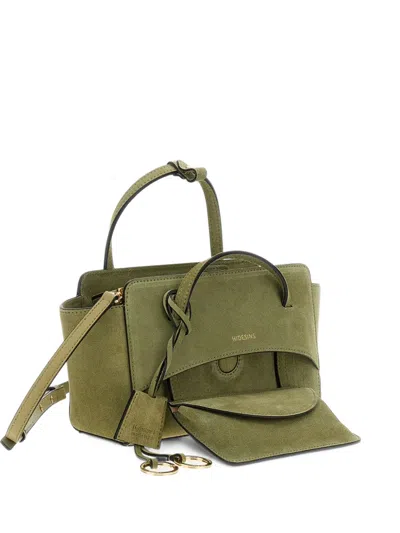 Hidesins S Flap Suede Tote Bag In Green